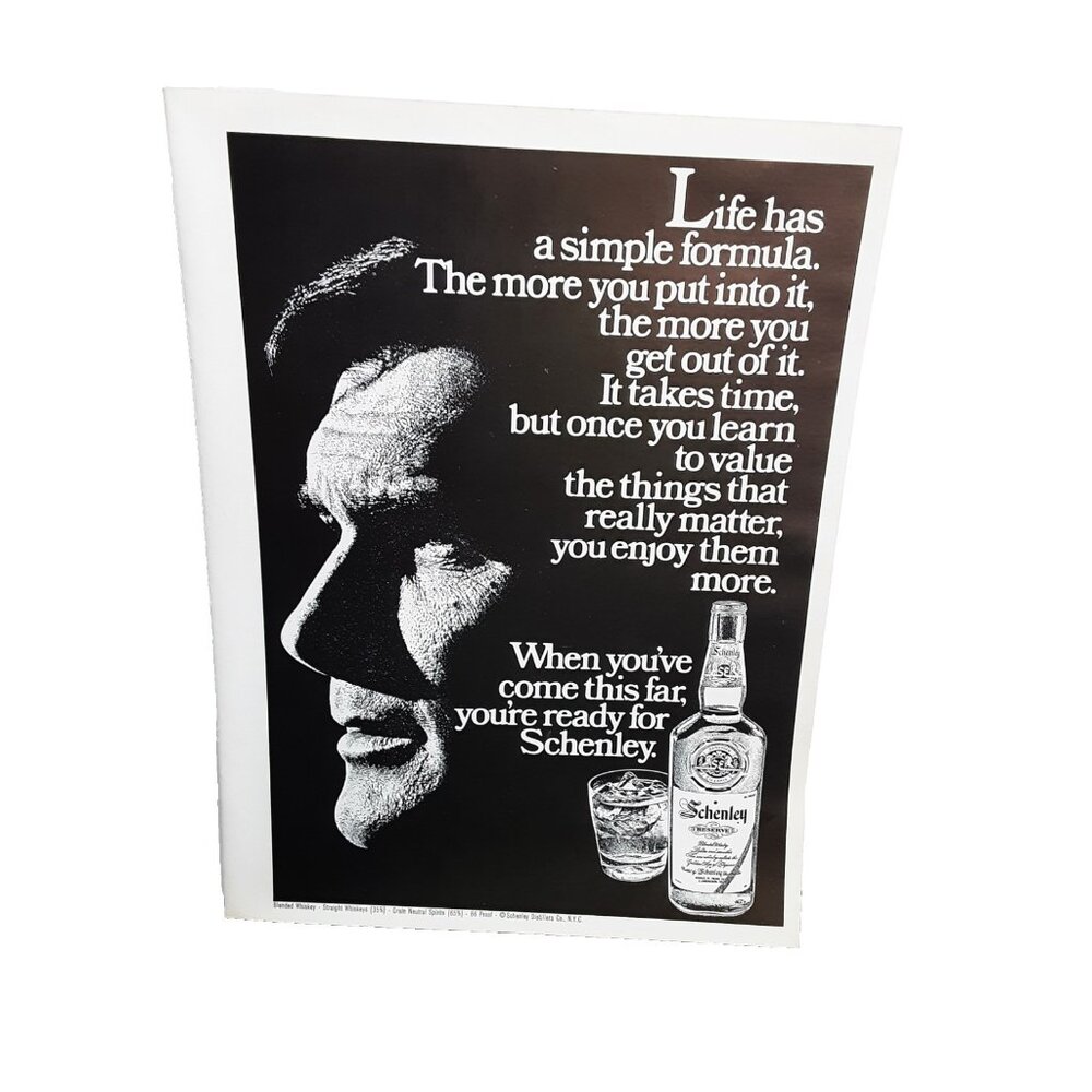 1971 Schenley Whiskey Vintage Print Ad Life Has a Simple Formula